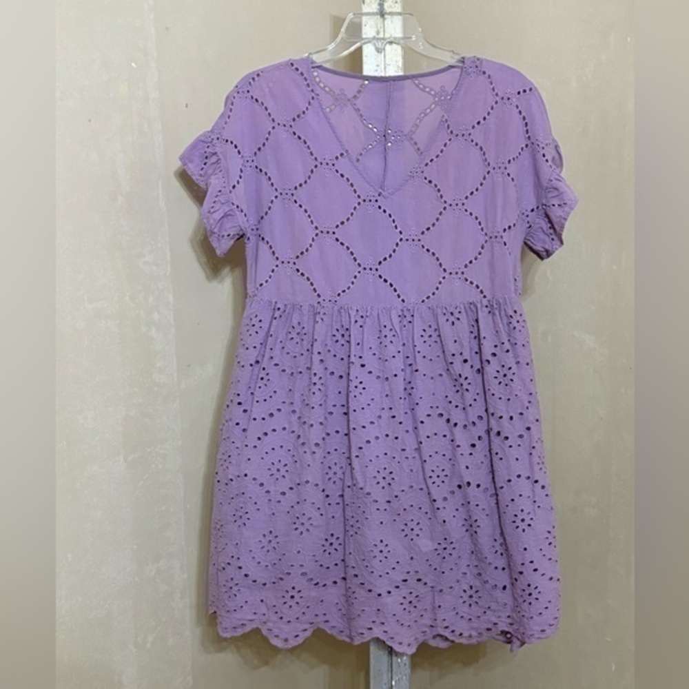 LAVENDER EYELET LACE BABY DOLL DRESS SZ SMALL